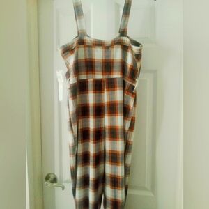 One piece plaid jumpsuit with removable belt by almost famous brand.